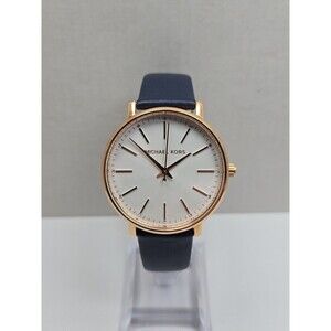 Michael Kors Pyper Womens Rose Gold Tone Navy Leather Designer Watch New Battery